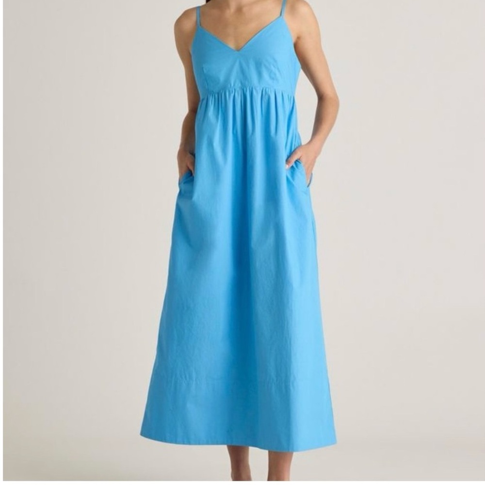 Quince Sky Blue Spaghetti-Strap Midi Dress